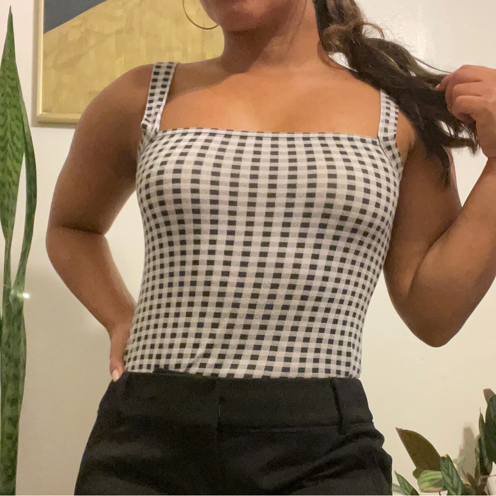 Checkered Black and White Spaghetti strap bodysuit